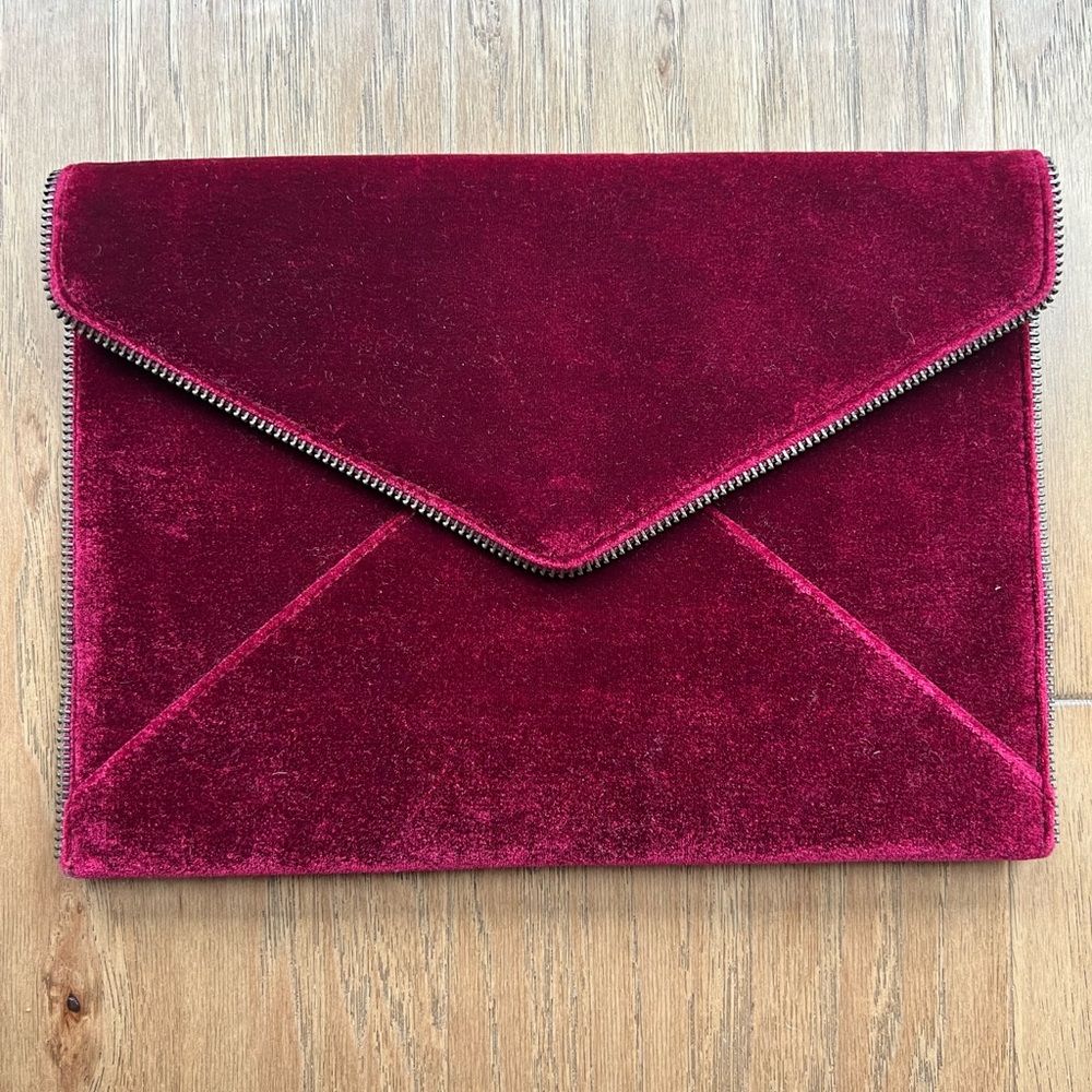 Rebekah Minkoff Maroon Velvet Envelope Clutch